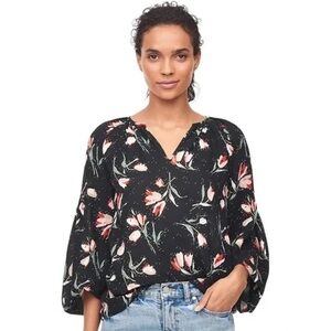 Rebecca Taylor Black Floral Blouse